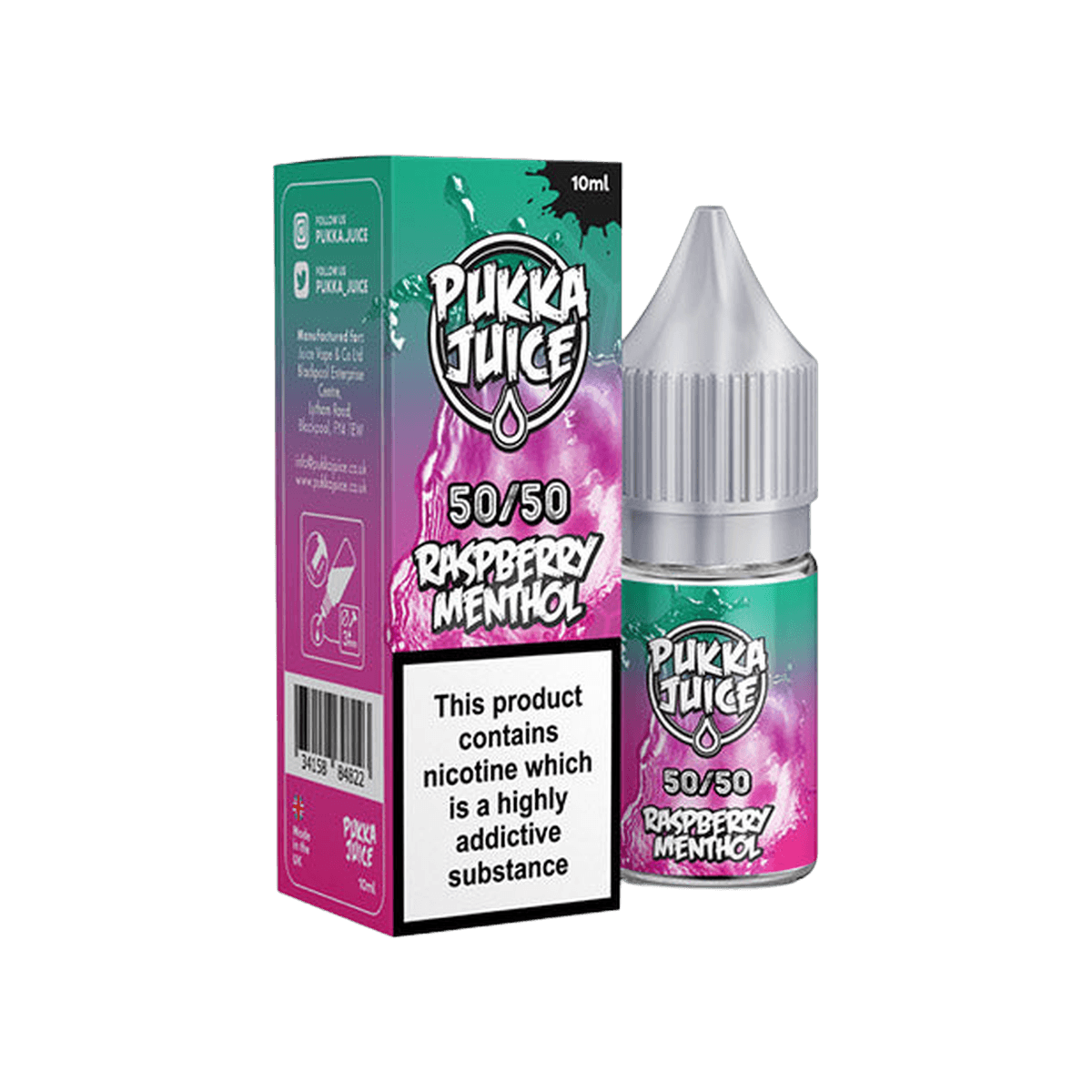 Raspberry Menthol 50/50 E-Liquid by Pukka Juice