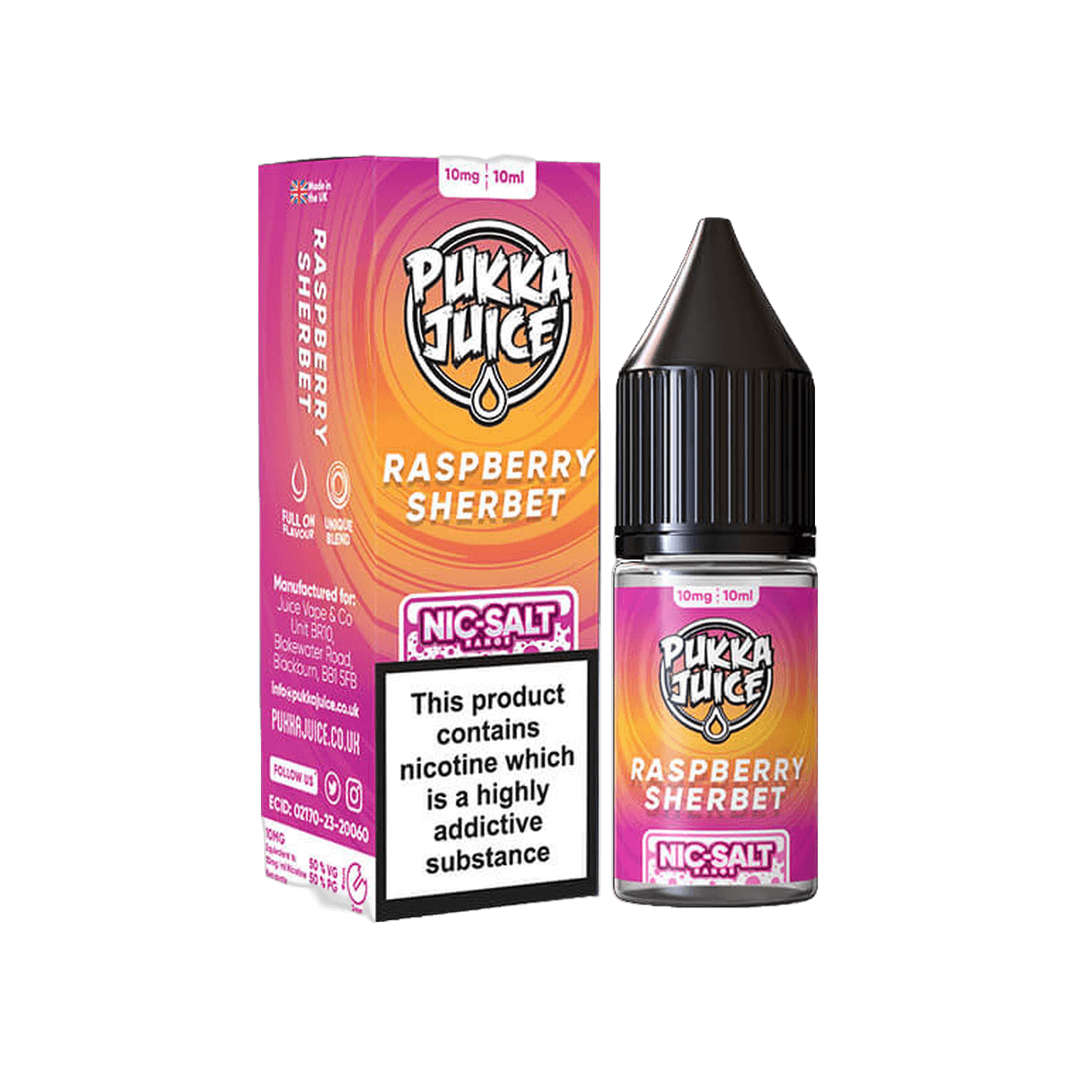 Raspberry Sherbet Nic Salt E-Liquid by Pukka Juice - E-Liquids
