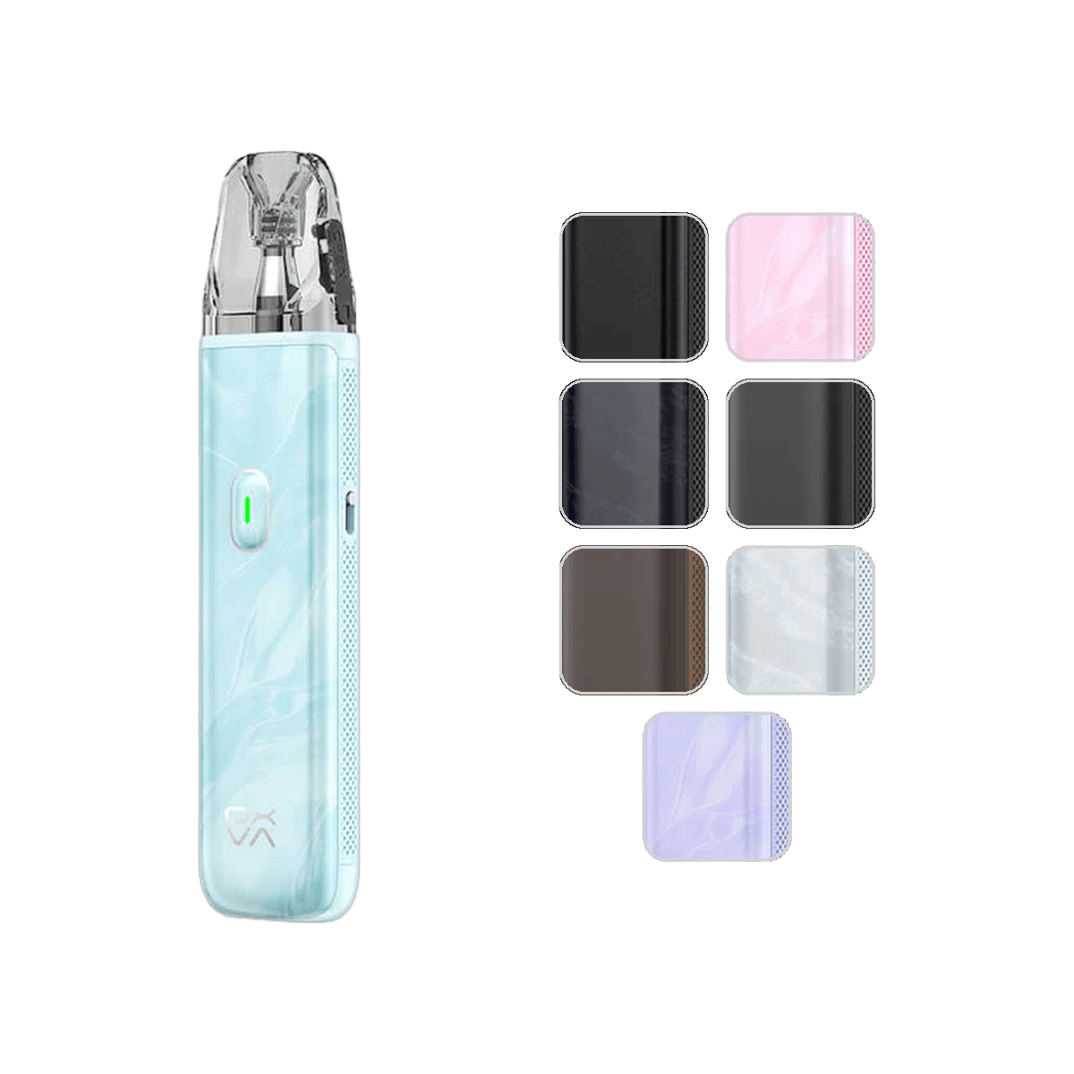 OXVA Xlim Go Lite Pod Kit in Light Blue with eight colour swatches