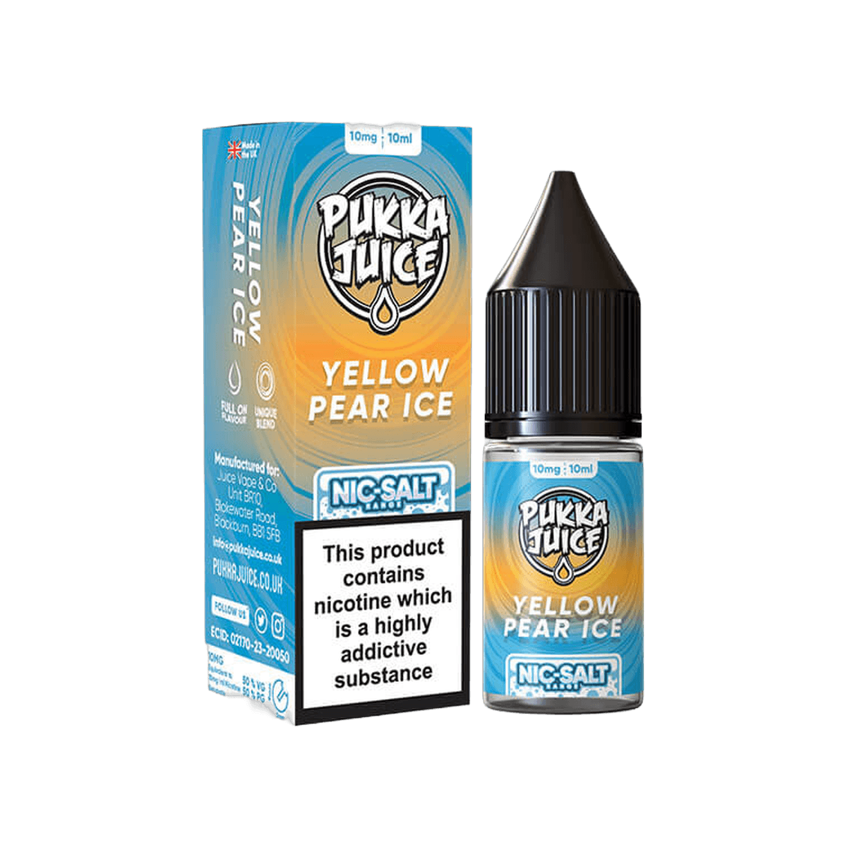 Yellow Pear Ice Nic Salt E-Liquid by Pukka Juice