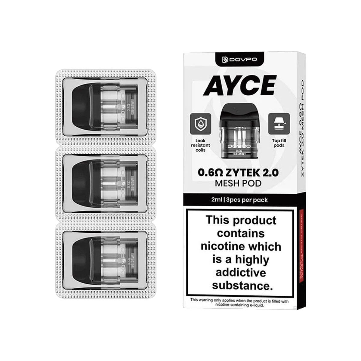 Dovpo Ayce Zytek 2 0 2ml Replacement Pods 3 Pack - Dovpo