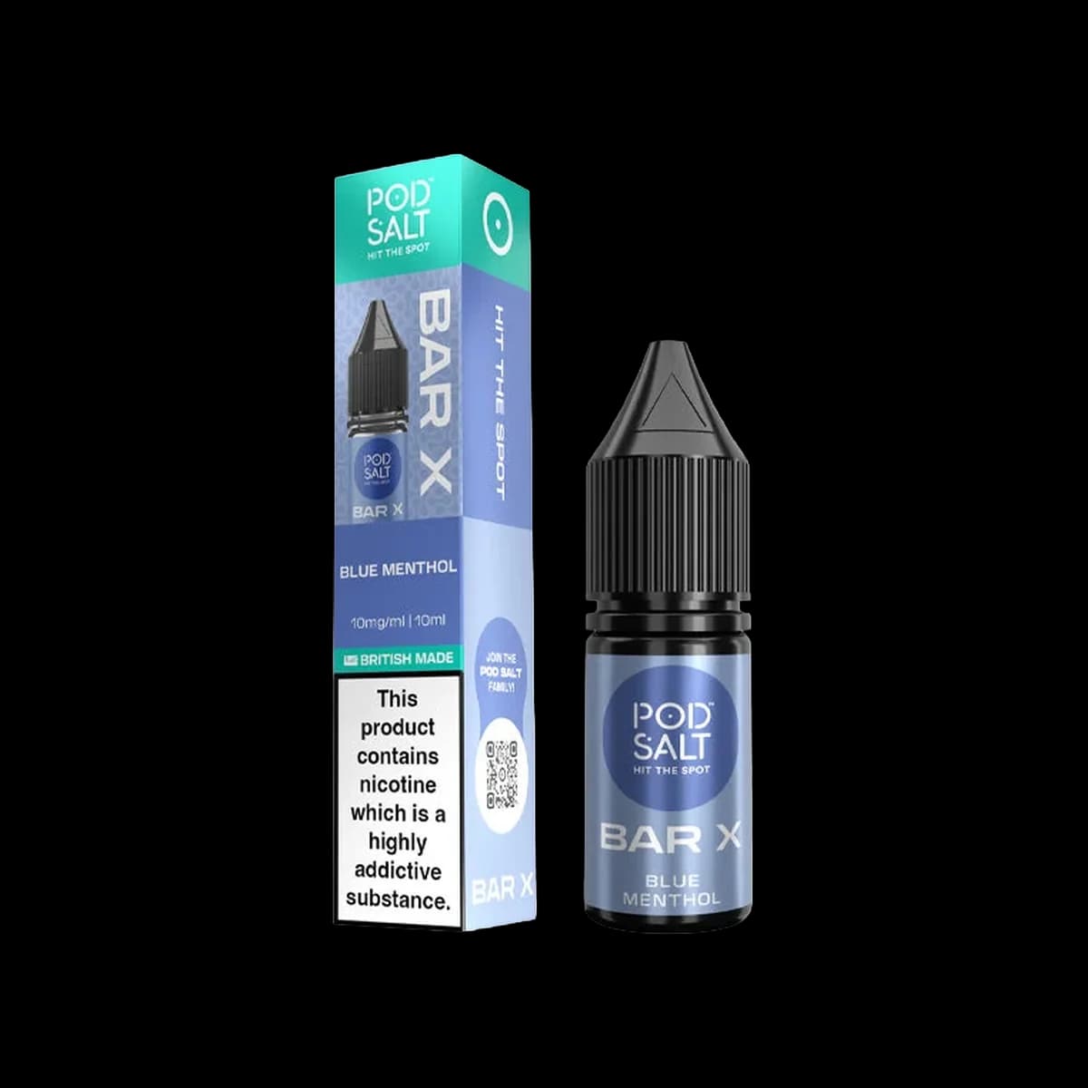 Blue Menthol Nic Salt E-Liquid by Pod Salt Bar X - 10mg E-Liquid