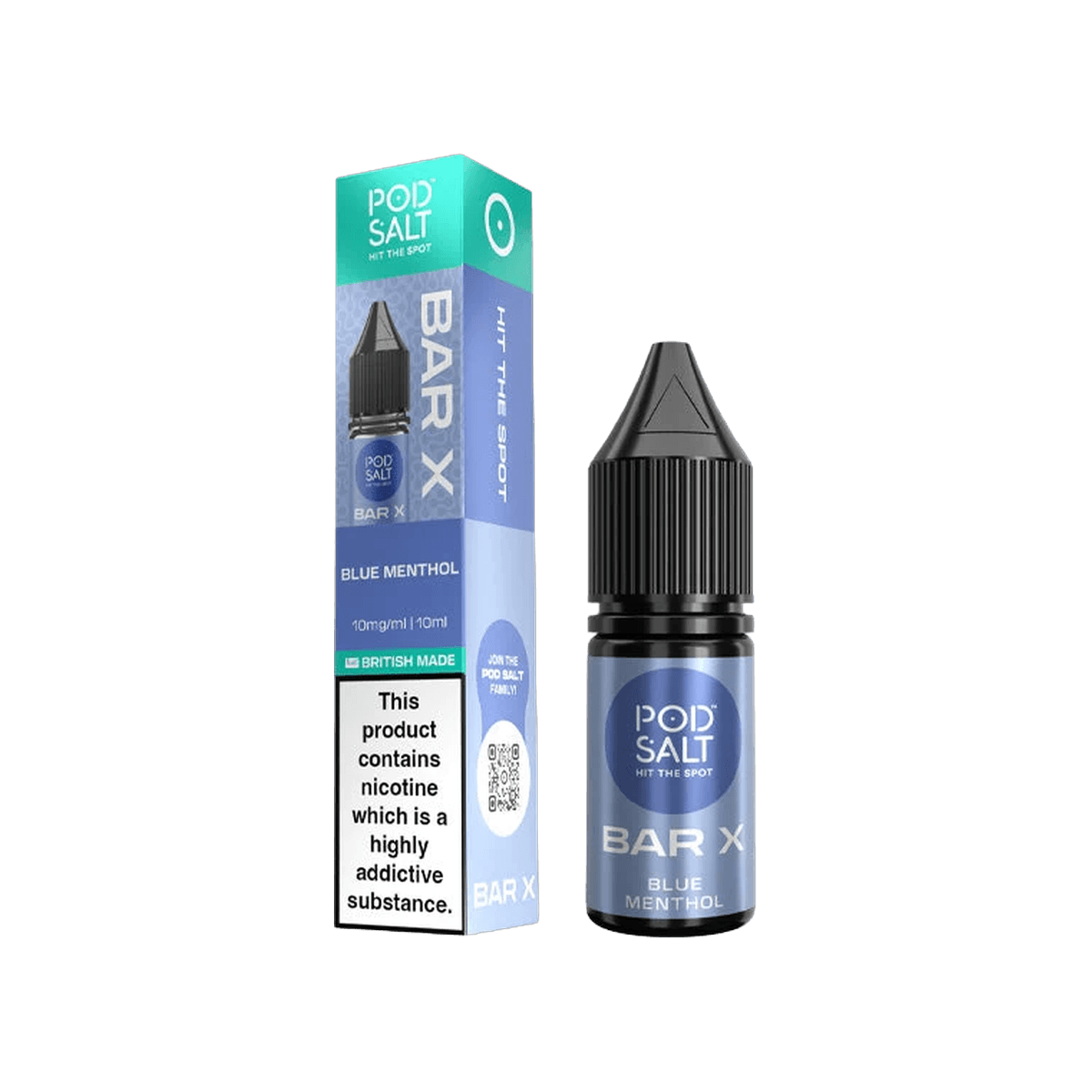 Blue Menthol Nic Salt E-Liquid by Pod Salt Bar X