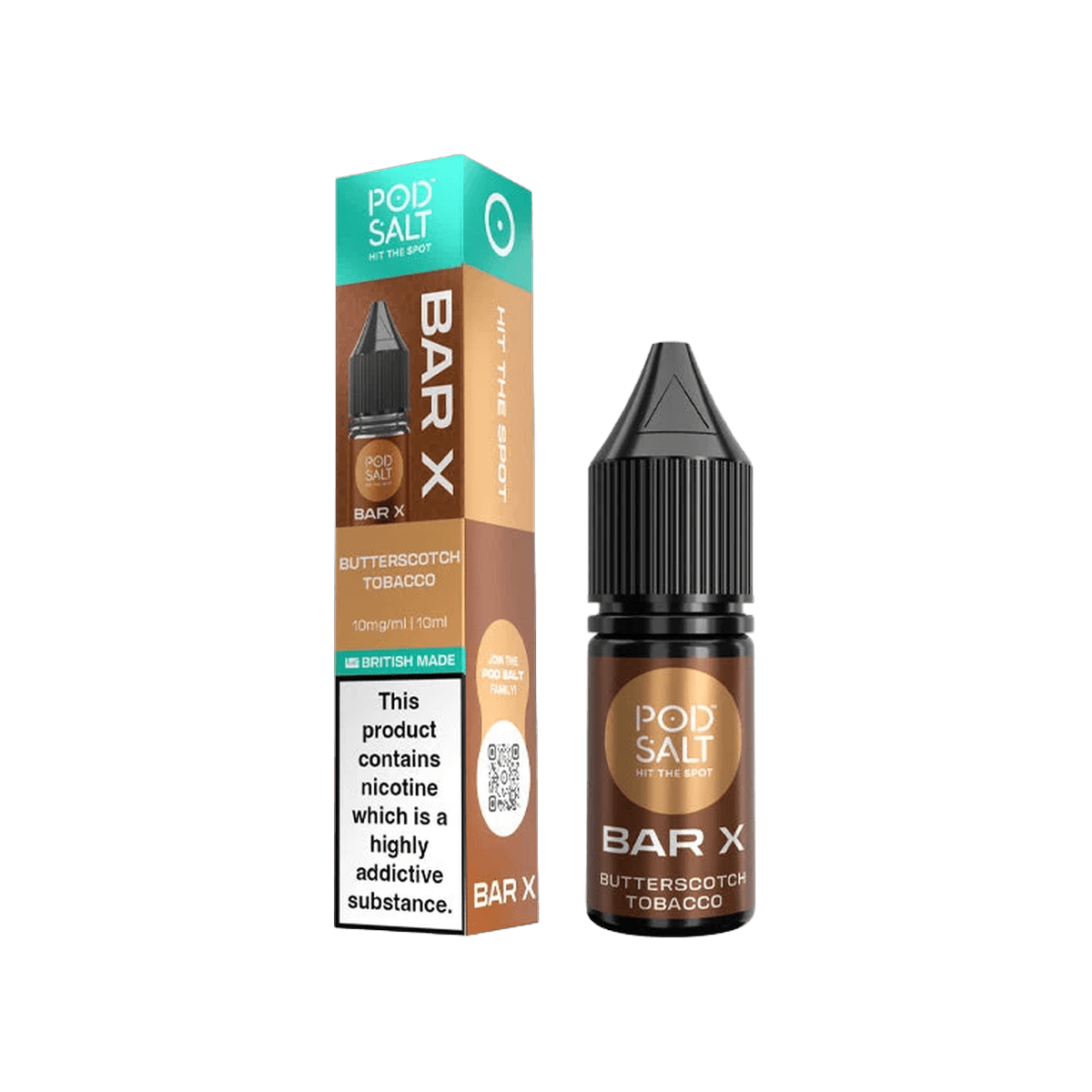 Butterscotch Tobacco Nic Salt E-Liquid by Pod Salt Bar X - 10mg E-Liquid