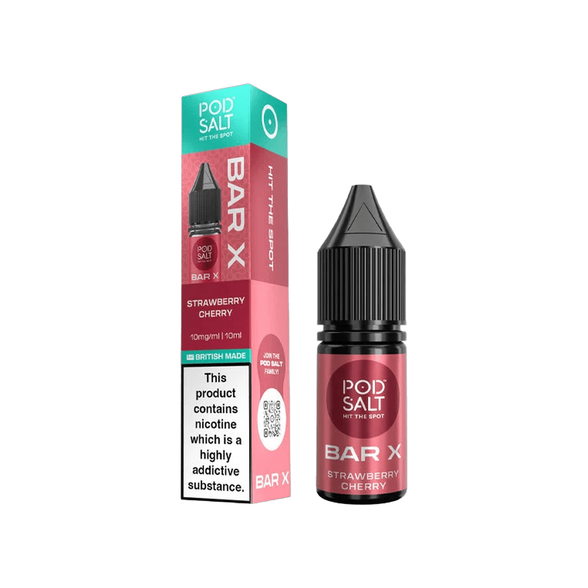 Strawberry Cherry Nic Salt E-Liquid by Pod Salt Bar X - 10mg E-Liquid