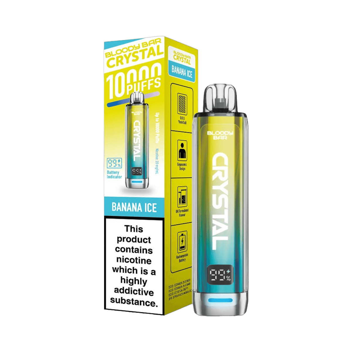 Bloody Bar Crystal 10K Prefilled Pod Kit - Banana Ice - Beginner Vape Kits