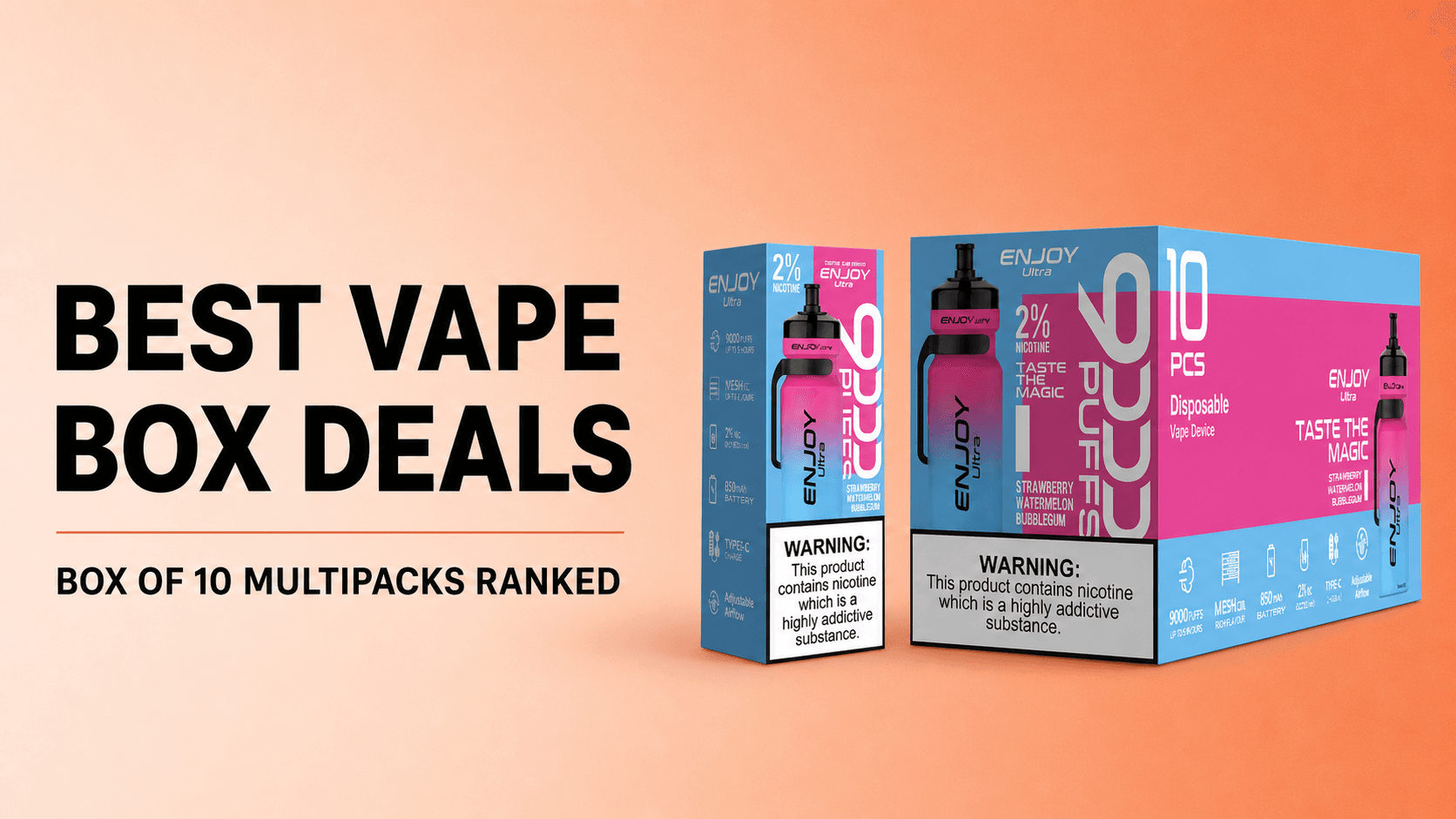 Enjoy Ultra boxed vape multipack and single retail box