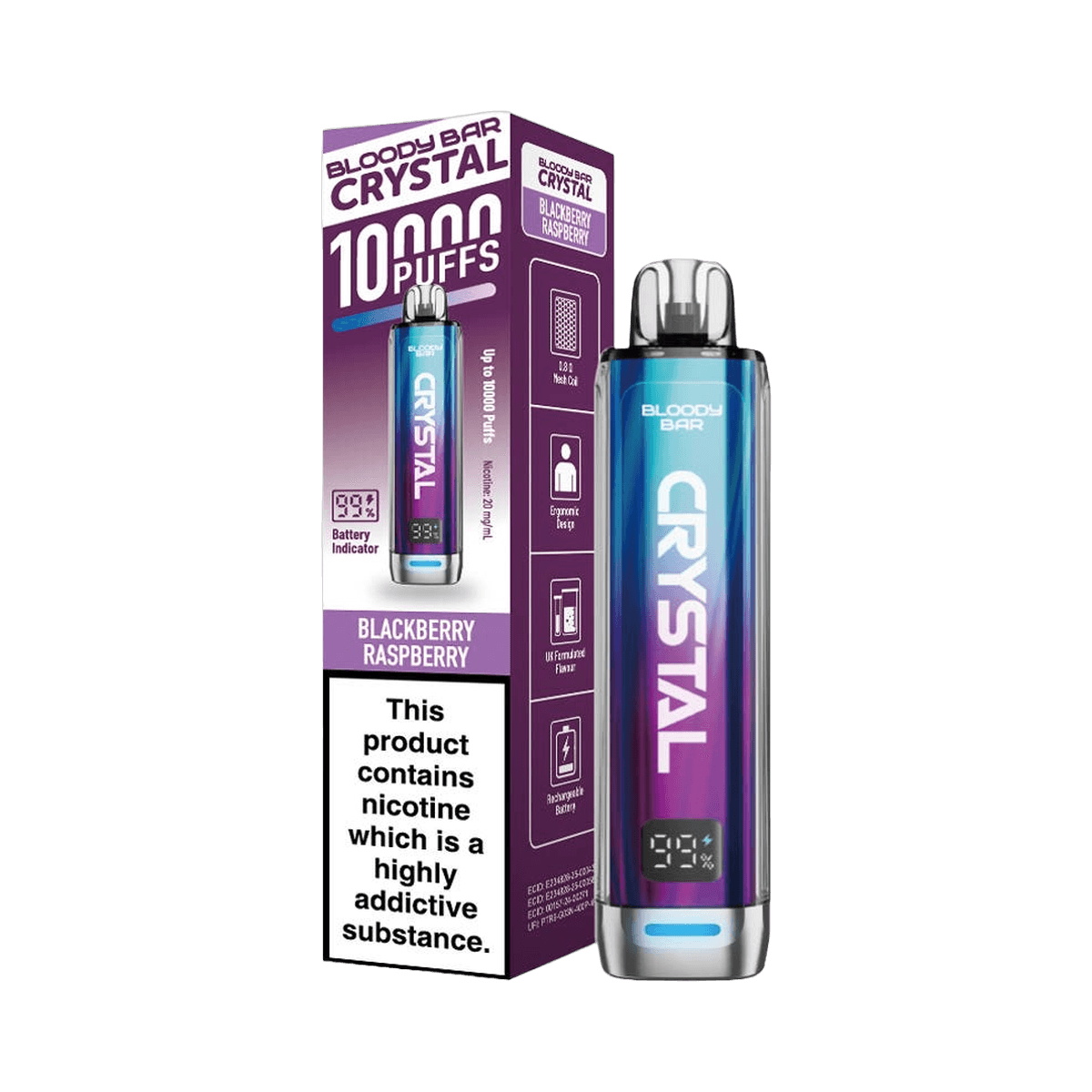 Bloody Bar Crystal 10K Prefilled Pod Kit - Blackberry Raspberry - Beginner Vape Kits