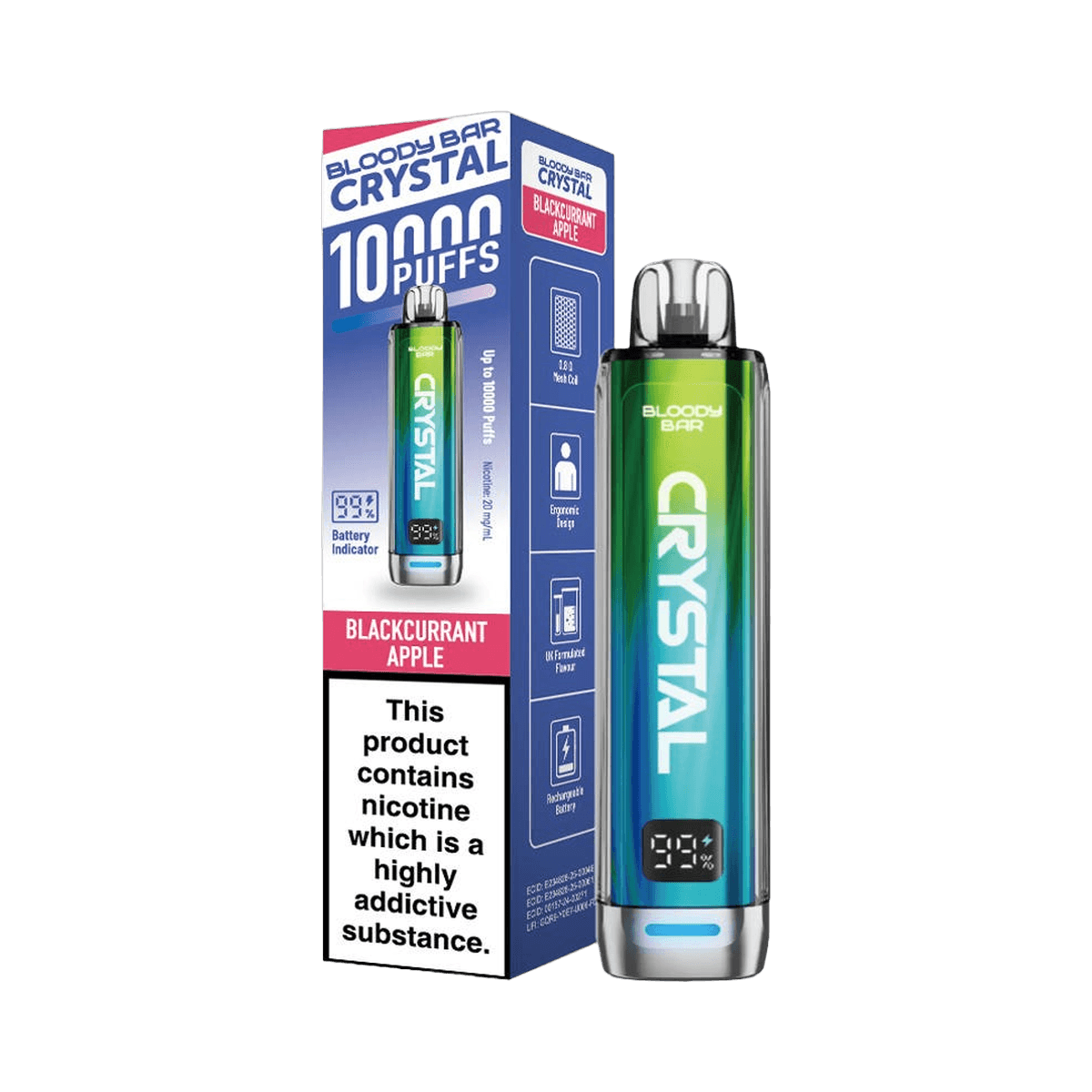 Bloody Bar Crystal 10K Prefilled Pod Kit - Blackcurrant Apple - Beginner Vape Kits