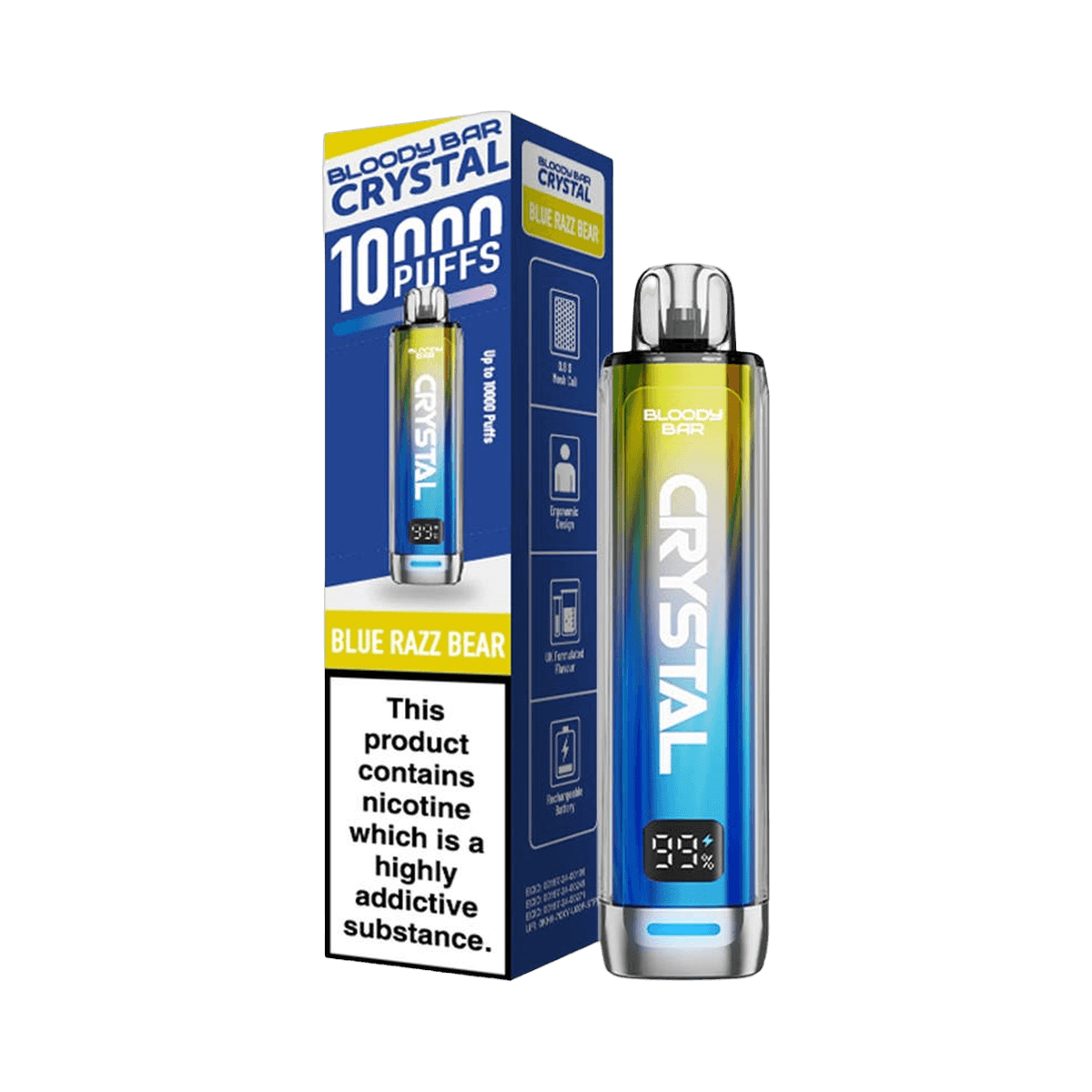 Bloody Bar Crystal 10K Prefilled Pod Kit - Blue Razz Bear - Beginner Vape Kits