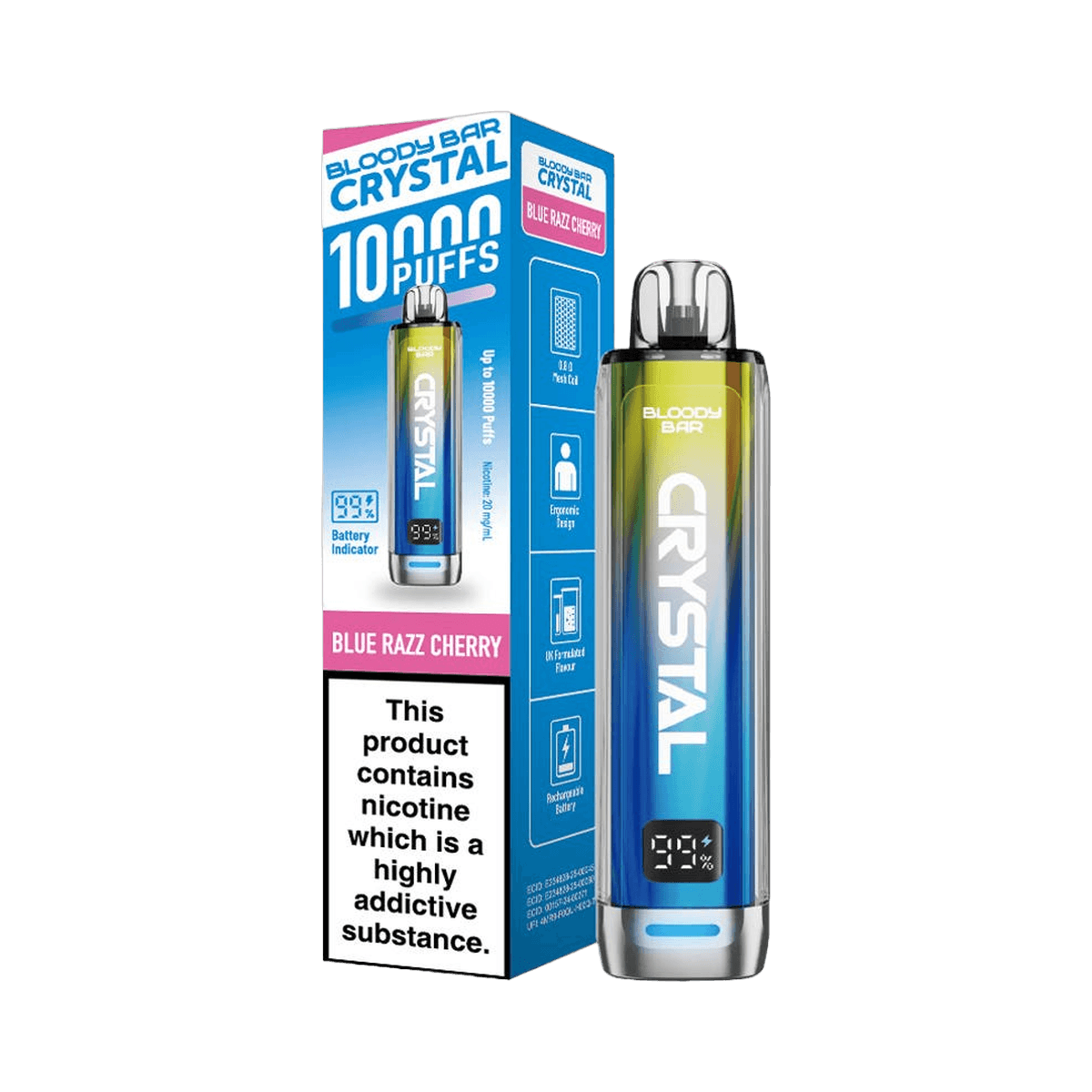 Bloody Bar Crystal 10K Prefilled Pod Kit - Blue Razz Cherry - Beginner Vape Kits