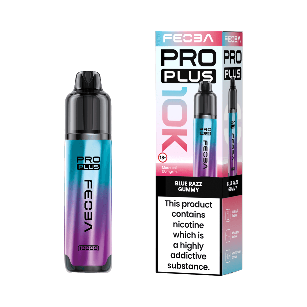 Feoba Pro Plus 10K Pod Kit - Blue Razz Gummy - Beginner Vape Kits