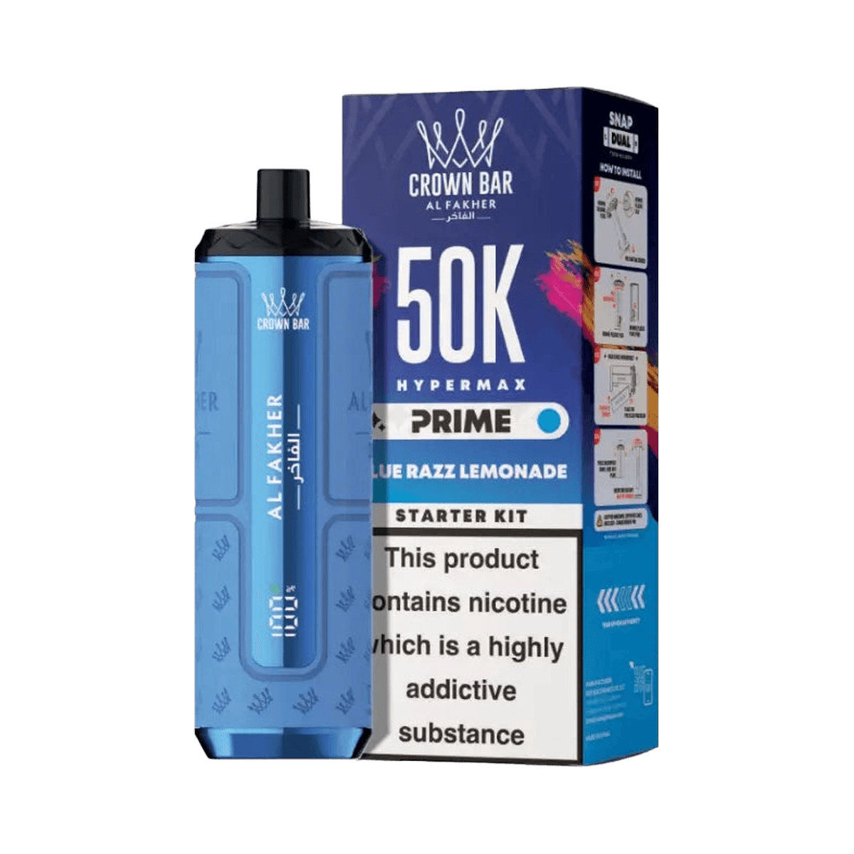 Al Fakher 50K Hypermax Prime Pod Kit - Blue Razz Lemonade - Beginner Vape Kits