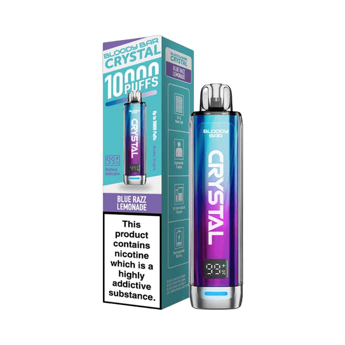 Bloody Bar Crystal 10K Prefilled Pod Kit - Blue Razz Lemonade - Beginner Vape Kits
