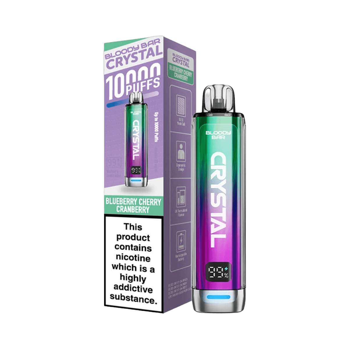 Bloody Bar Crystal 10K Prefilled Pod Kit - Blueberry Cherry Cranberry - Beginner Vape Kits