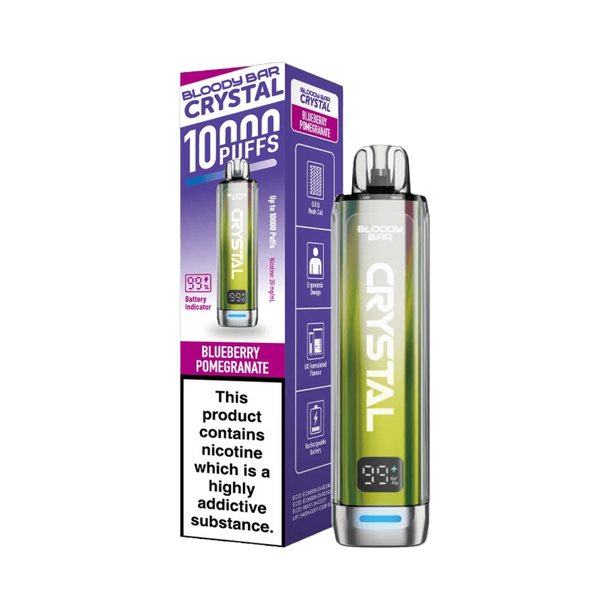 Bloody Bar Crystal 10K Prefilled Pod Kit - Blueberry Pomegranate - Beginner Vape Kits
