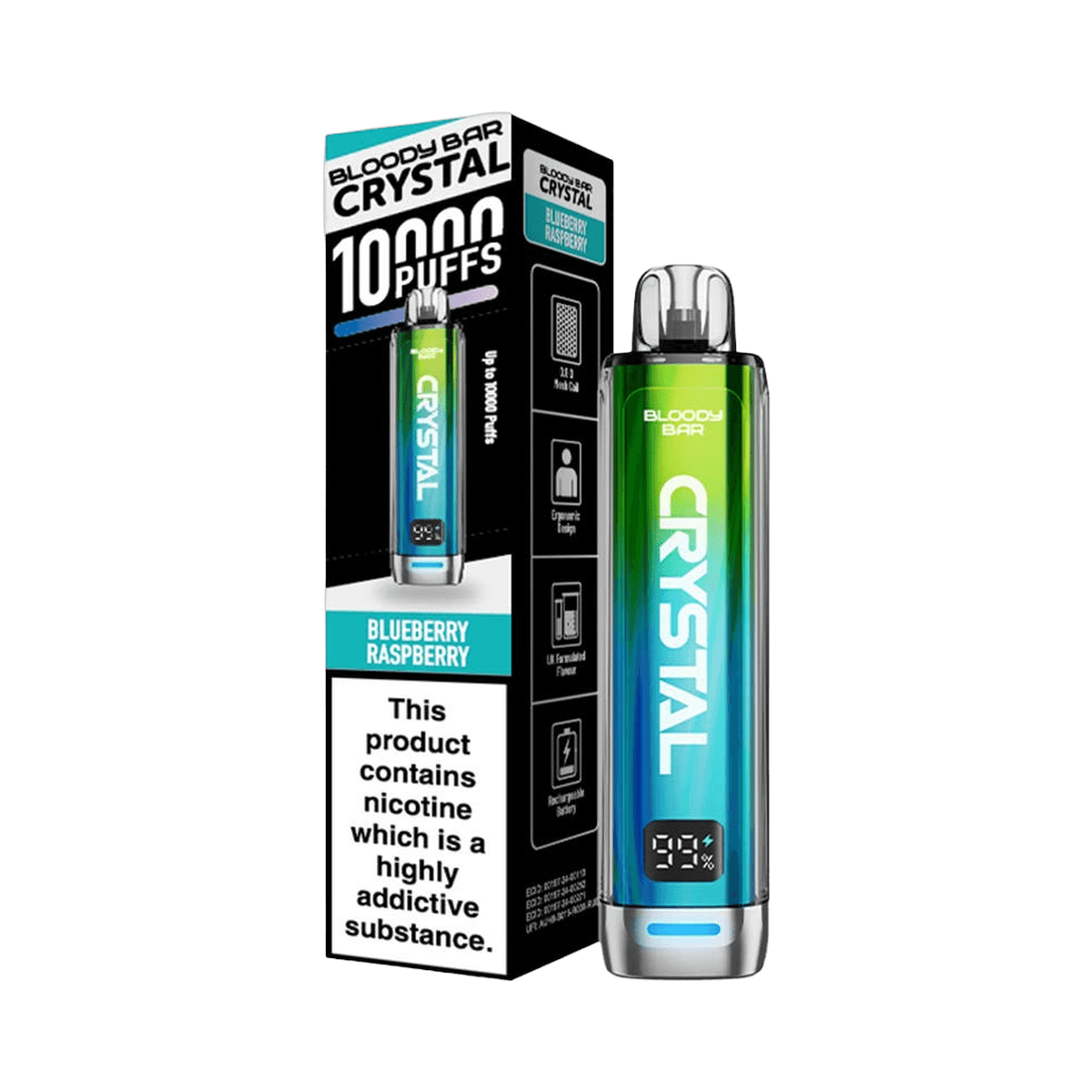 Bloody Bar Crystal 10K Prefilled Pod Kit - Blueberry Raspberry - Beginner Vape Kits