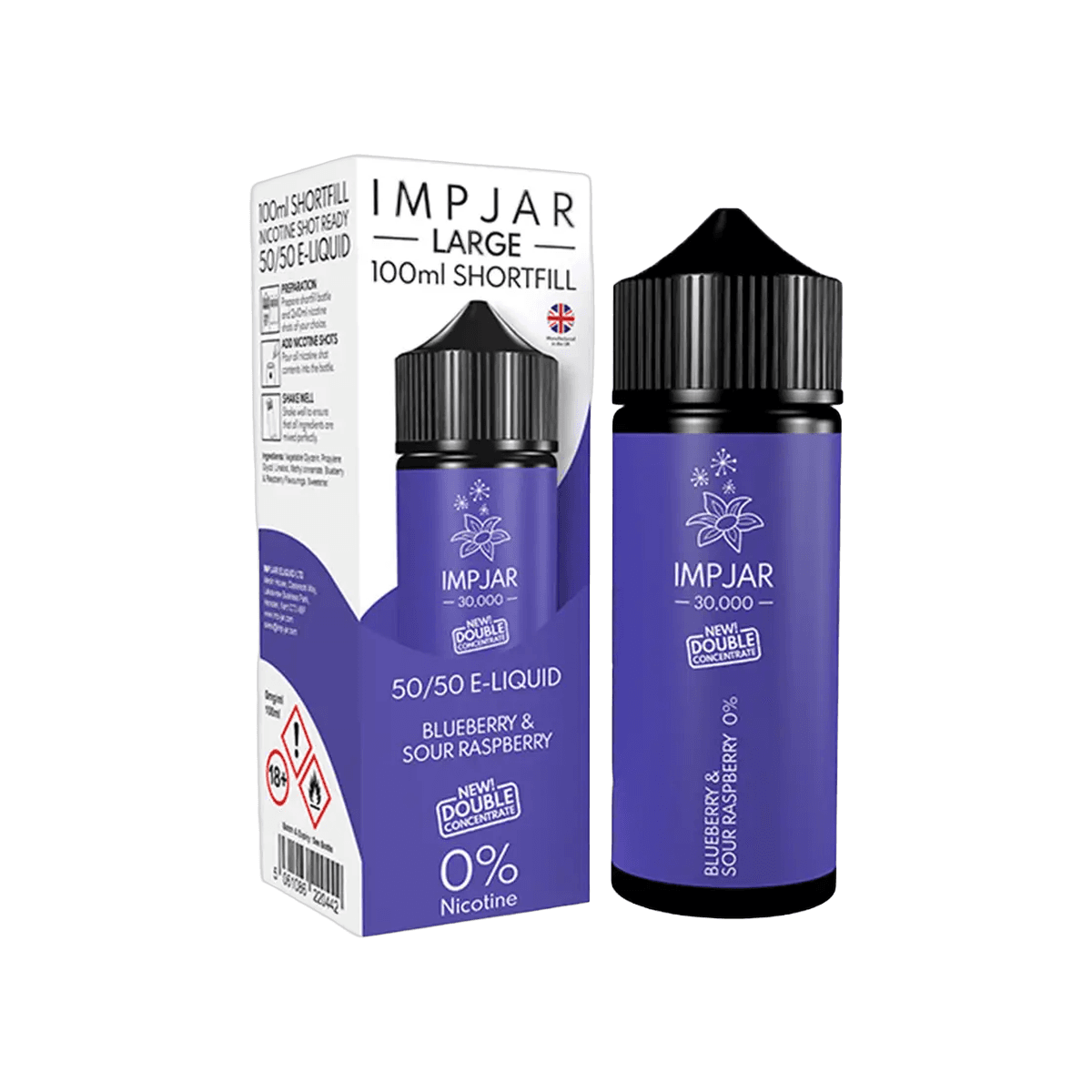 Blueberry Sour Raspberry Shortfill E-Liquid by Imp Jar Large 100ml - 0mg E-Liquid