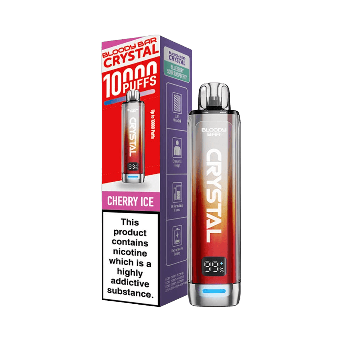 Bloody Bar Crystal 10K Prefilled Pod Kit - Cherry Ice - Beginner Vape Kits