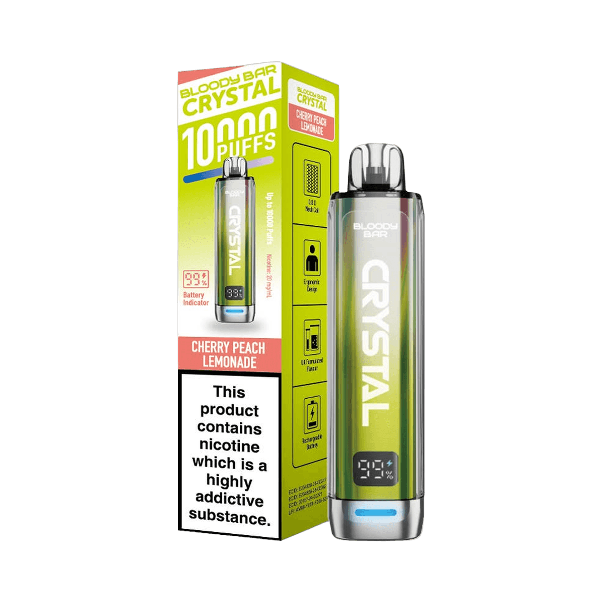 Bloody Bar Crystal 10K Prefilled Pod Kit - Cherry Peach Lemonade - Beginner Vape Kits