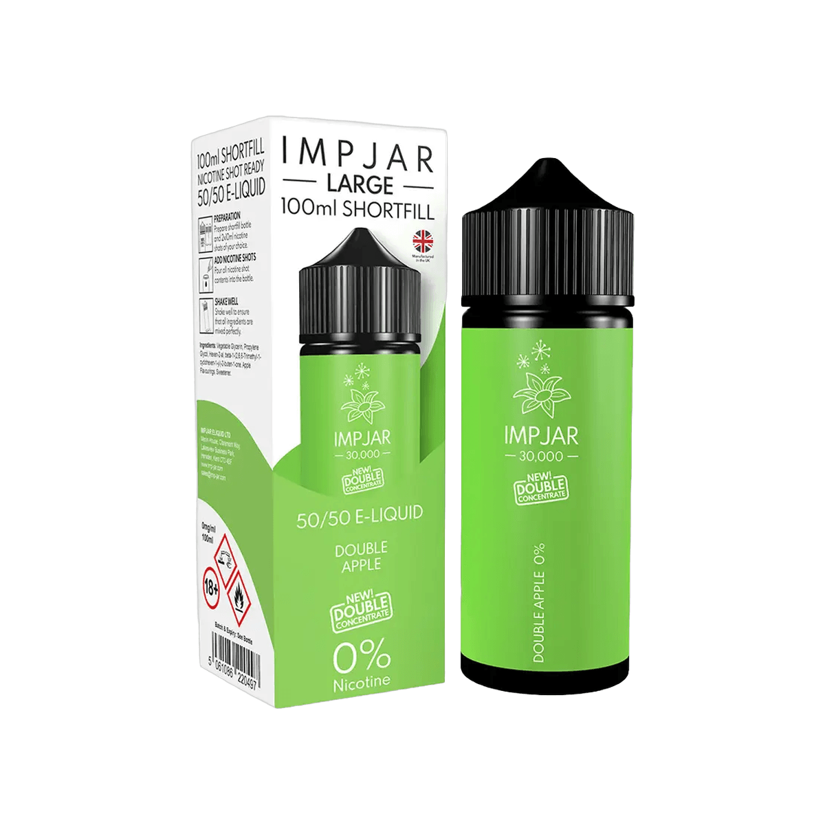 Double Apple Shortfill E-Liquid by Imp Jar Large 100ml