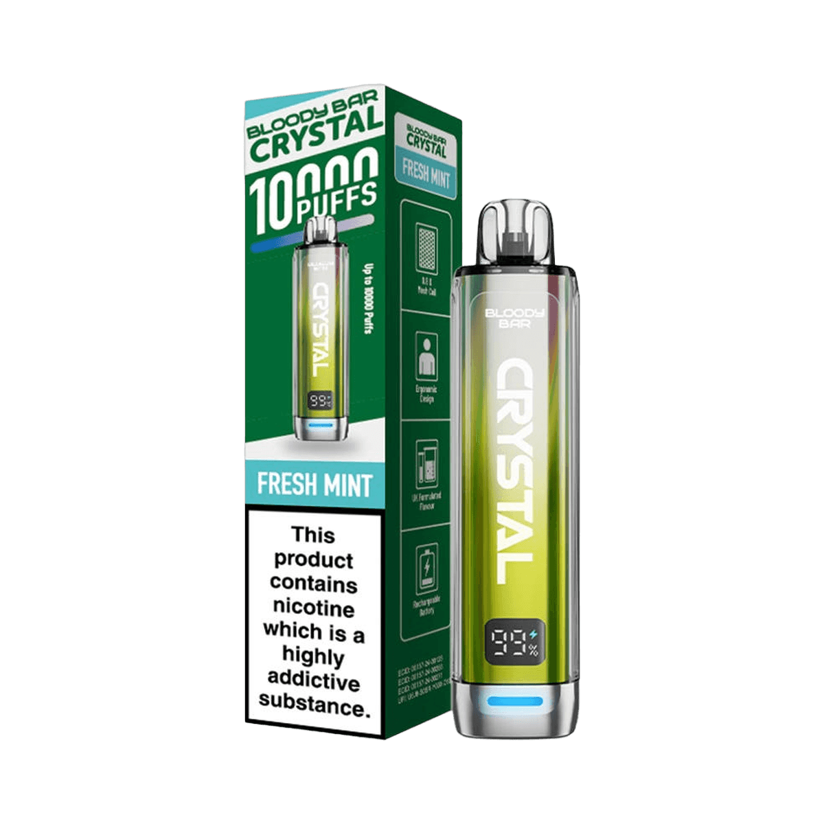 Bloody Bar Crystal 10K Prefilled Pod Kit - Fresh Mint - Beginner Vape Kits