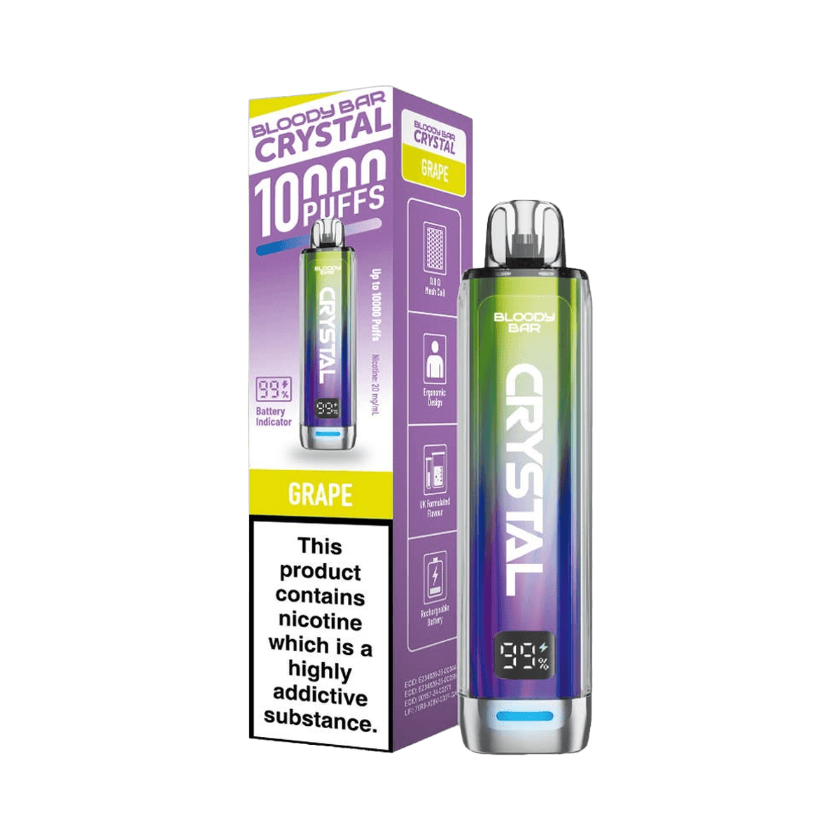 Bloody Bar Crystal 10K Prefilled Pod Kit - Grape - Beginner Vape Kits