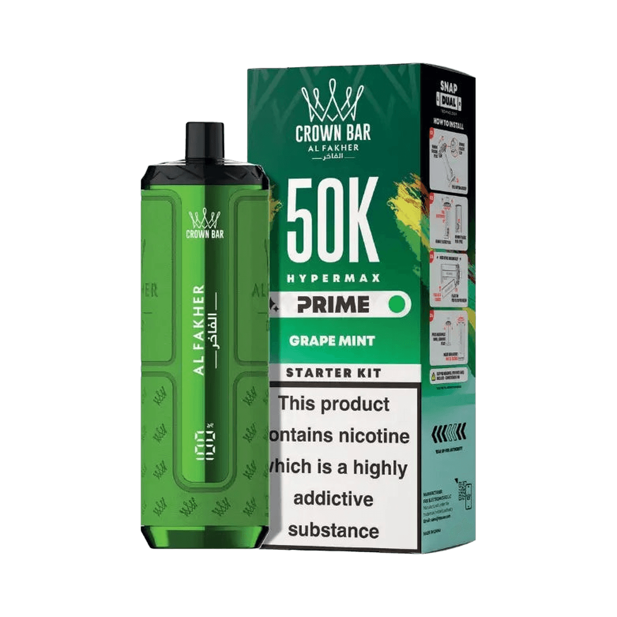 Al Fakher 50K Hypermax Prime Pod Kit - Grape Mint - Beginner Vape Kits
