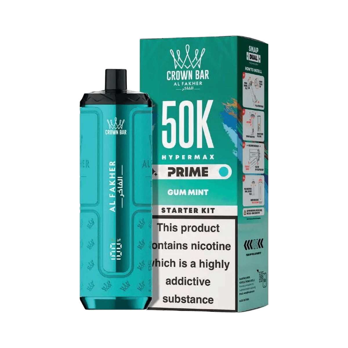 Al Fakher 50K Hypermax Prime Pod Kit - Gum Mint - Beginner Vape Kits