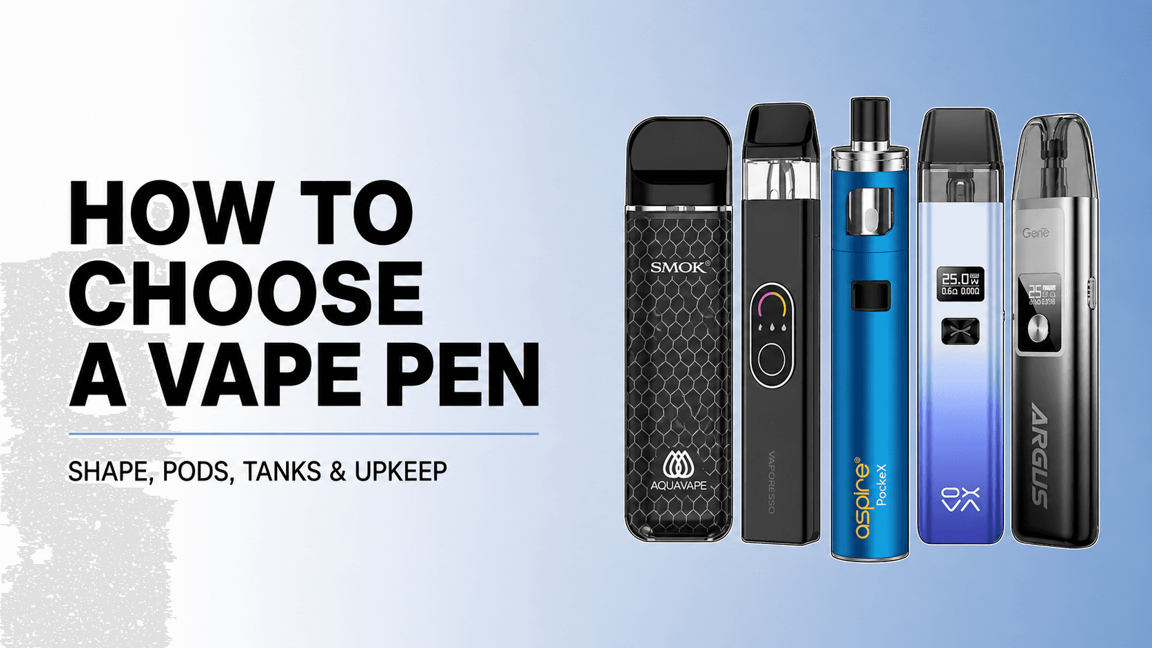 Five original pen-shaped vape kits retained in the source order
