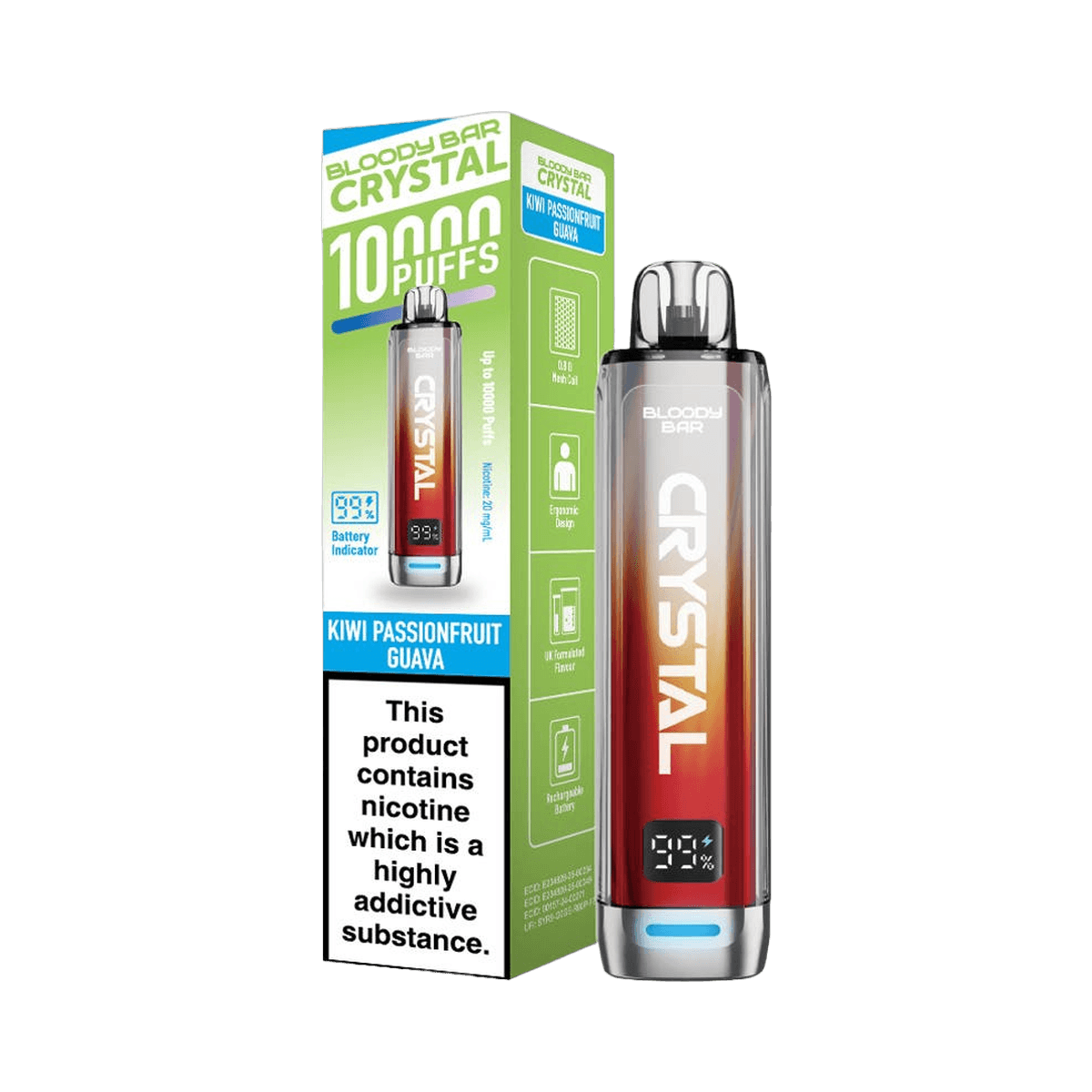Bloody Bar Crystal 10K Prefilled Pod Kit - Kiwi Passionfruit Guava - Beginner Vape Kits