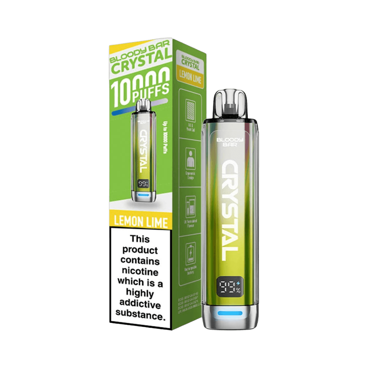 Bloody Bar Crystal 10K Prefilled Pod Kit - Lemon Lime - Beginner Vape Kits