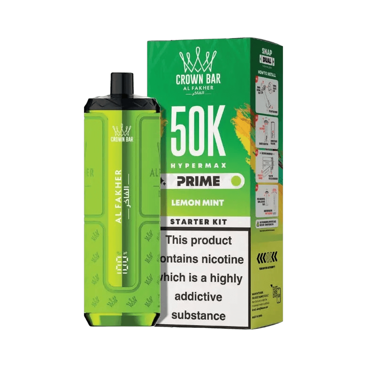 Al Fakher 50K Hypermax Prime Pod Kit - Lemon Mint - Beginner Vape Kits