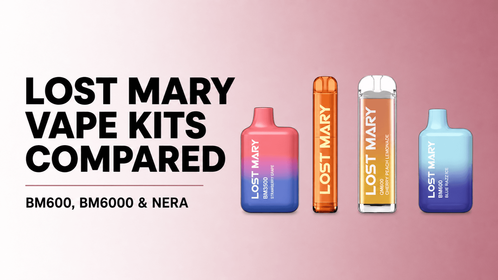 Four original Lost Mary devices in pink-blue, orange, white-yellow and blue colourways
