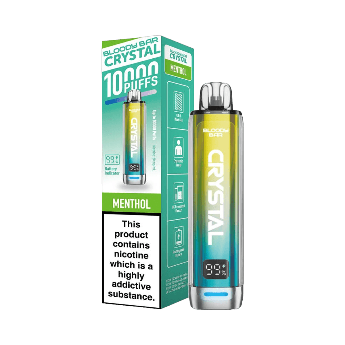Bloody Bar Crystal 10K Prefilled Pod Kit - Menthol - Beginner Vape Kits