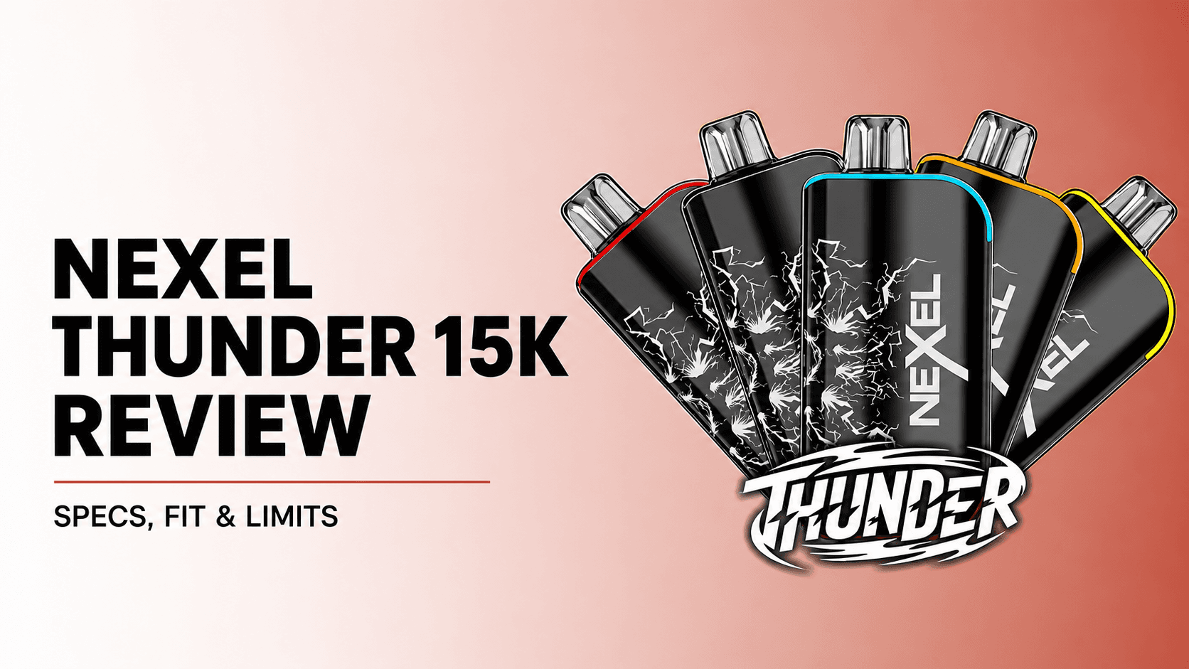 Five original Nexel Thunder devices retained in the source fan with Thunder wordmark
