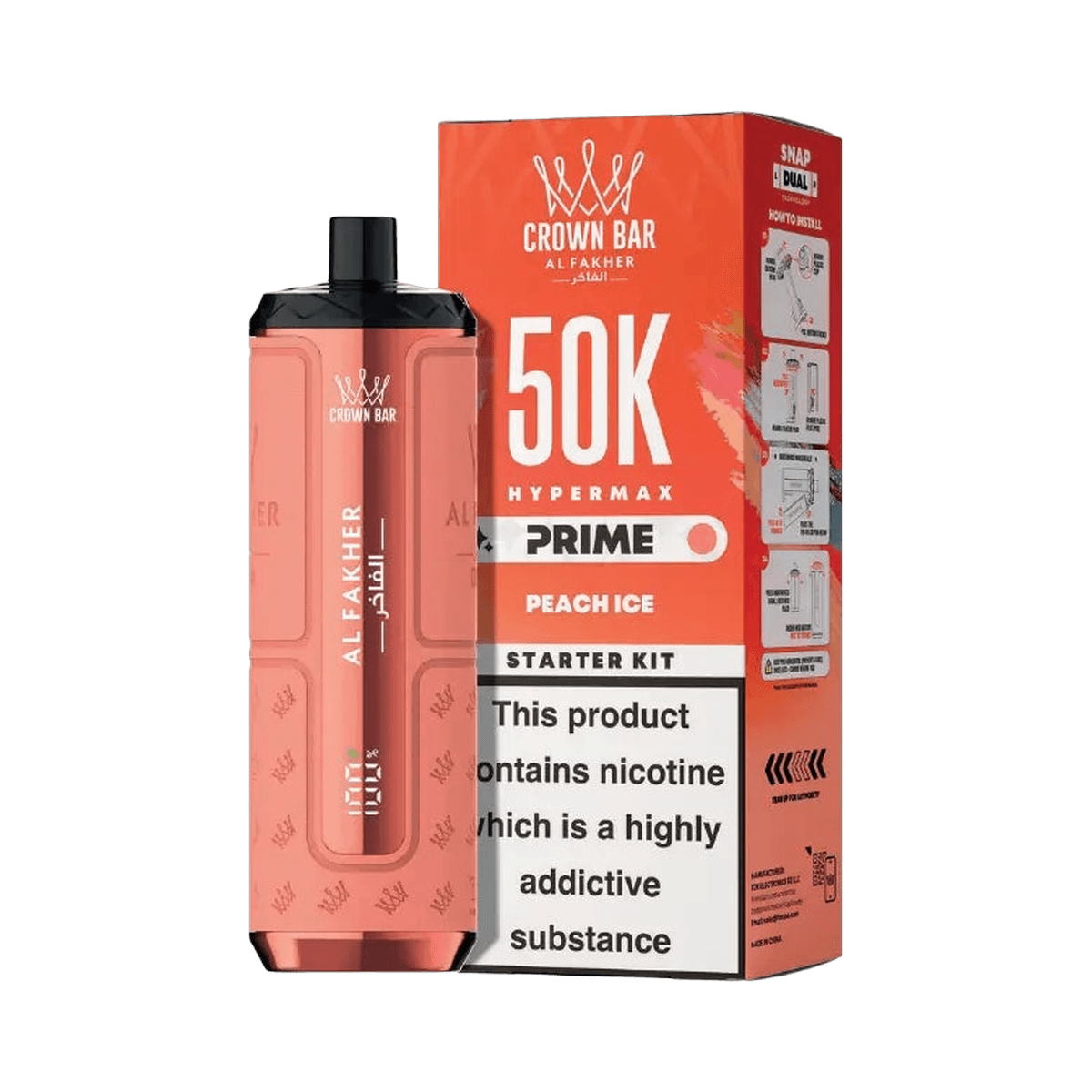 Al Fakher 50K Hypermax Prime Pod Kit - Peach Ice - Beginner Vape Kits