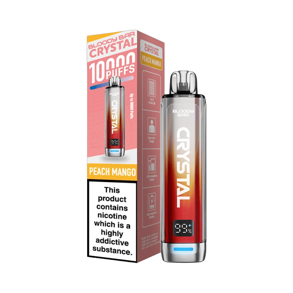 Bloody Bar Crystal 10K Prefilled Pod Kit - Peach Mango - Beginner Vape Kits