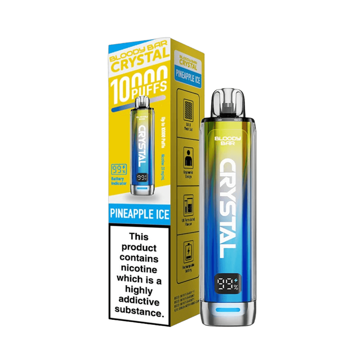 Bloody Bar Crystal 10K Prefilled Pod Kit - Pineapple Ice - Beginner Vape Kits