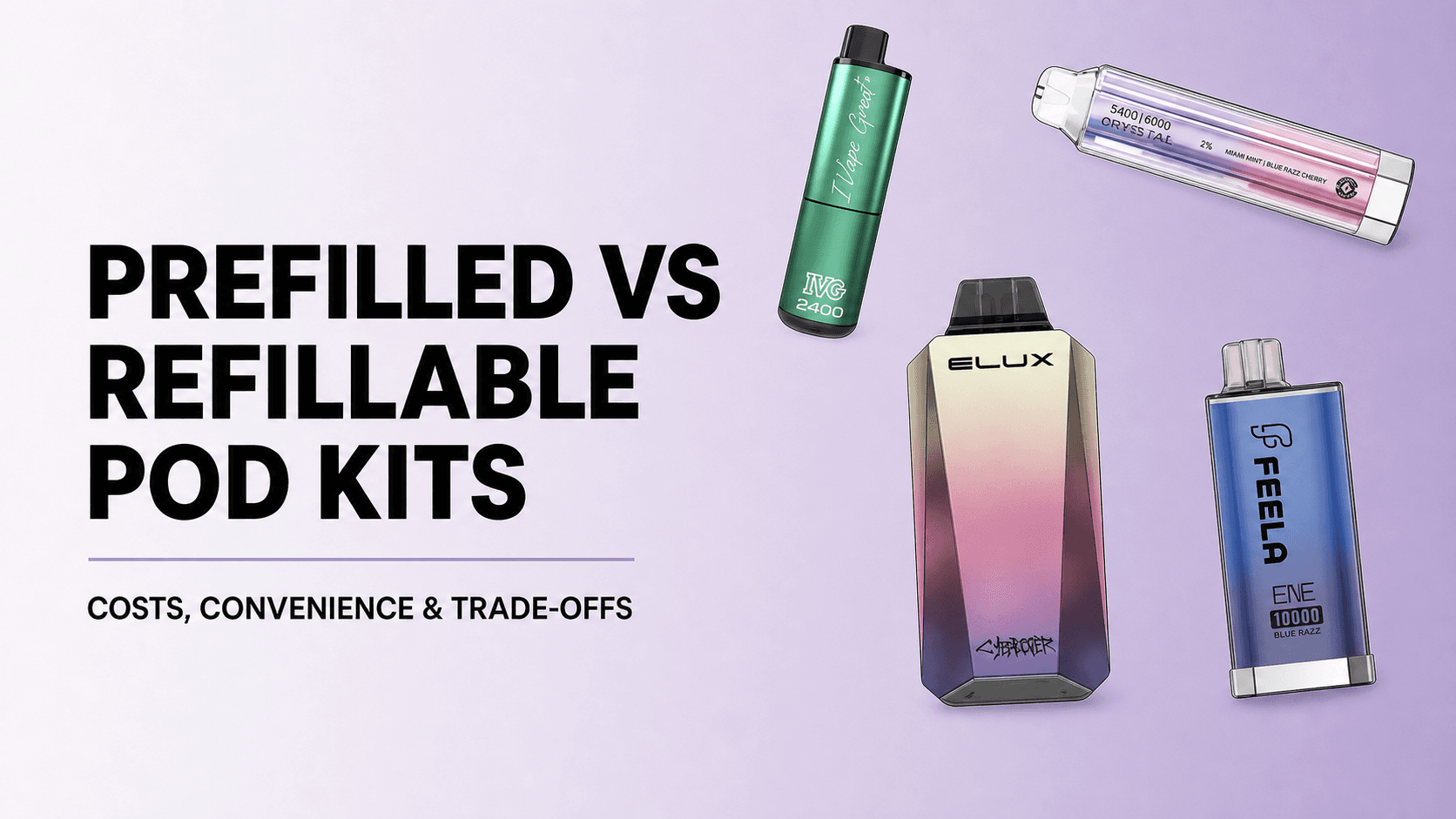 Original green IVG, crystal-style, ELUX and blue FEELA devices retained from the source banner