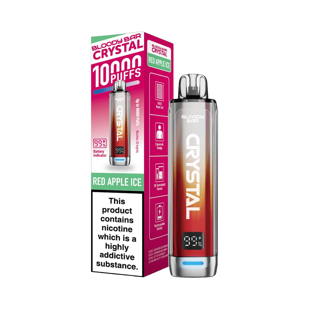 Bloody Bar Crystal 10K Prefilled Pod Kit - Red Apple Ice - Beginner Vape Kits