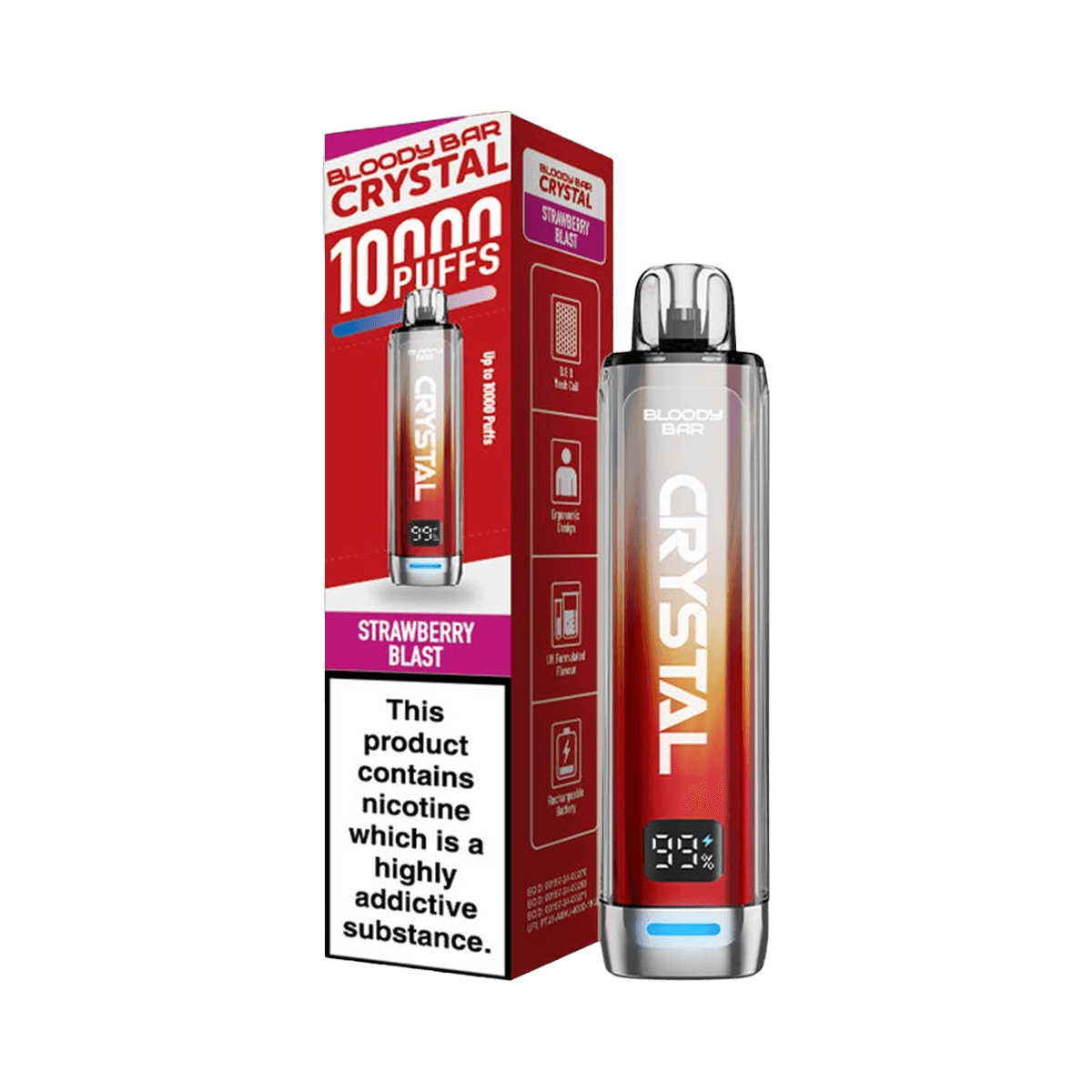 Bloody Bar Crystal 10K Prefilled Pod Kit - Strawberry Blast - Beginner Vape Kits