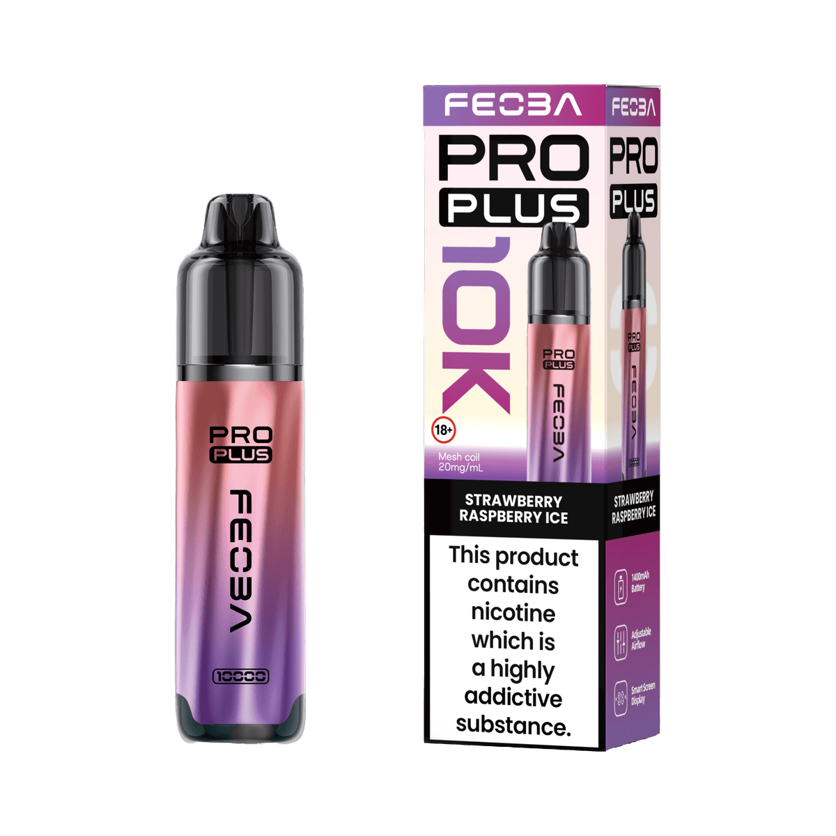 Feoba Pro Plus 10K Pod Kit - Strawberry Raspberry Ice - Beginner Vape Kits