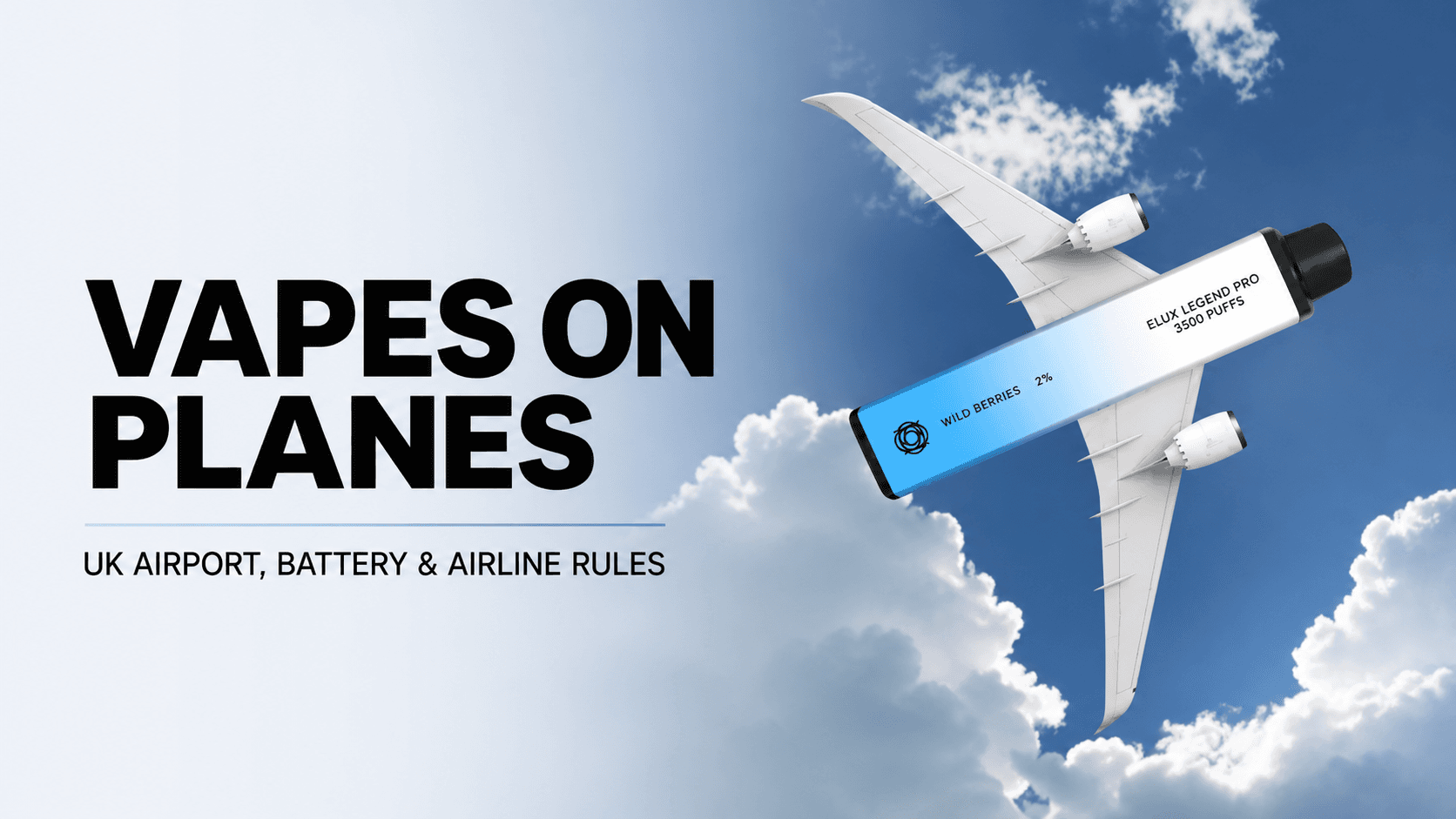 Original ELUX Legend Pro device crossing a passenger aircraft among clouds