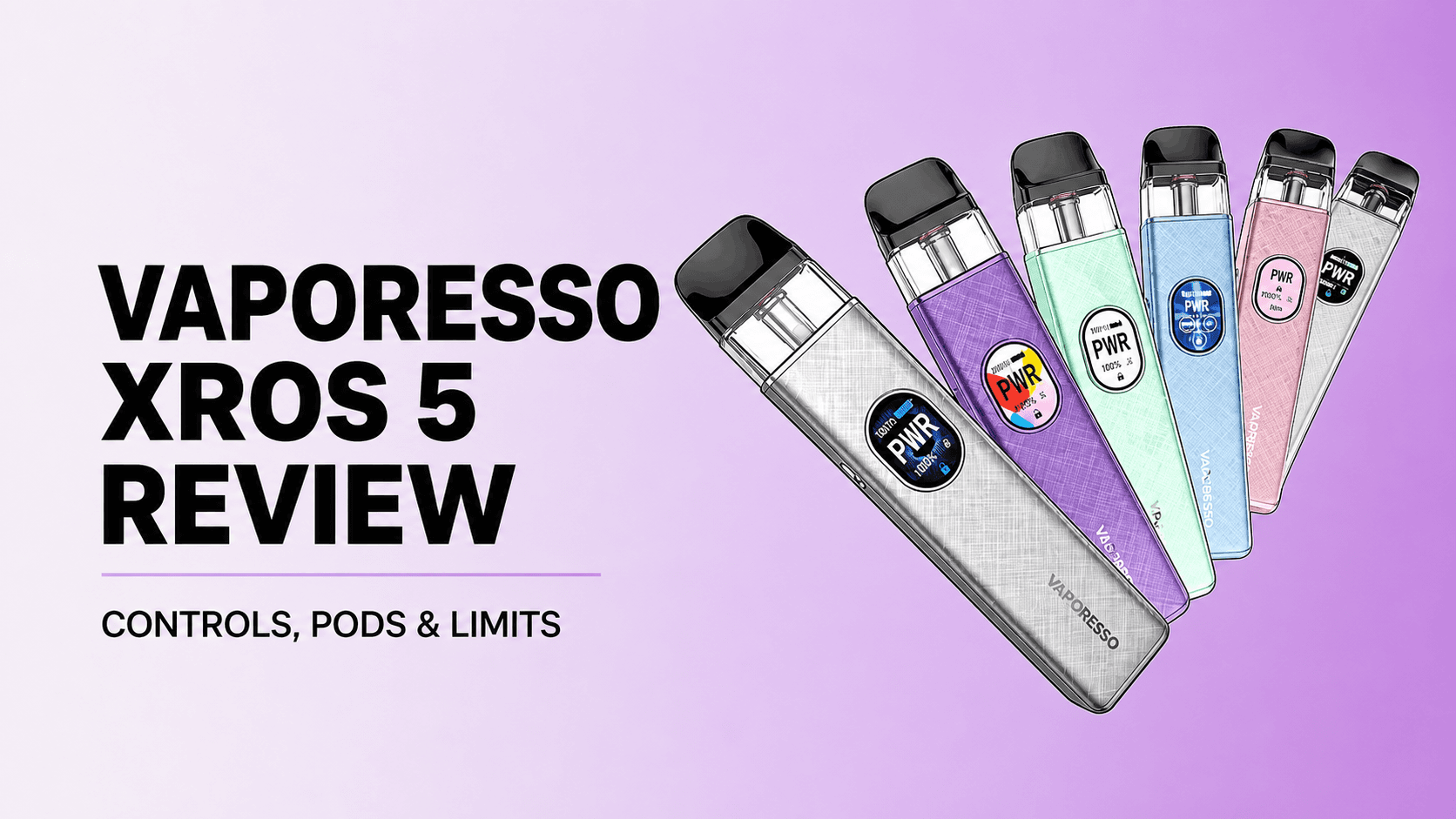 Six original Vaporesso XROS 5 devices retained in the source fan and colours