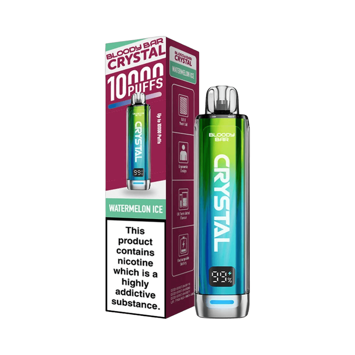 Bloody Bar Crystal 10K Prefilled Pod Kit - Watermelon Ice - Beginner Vape Kits