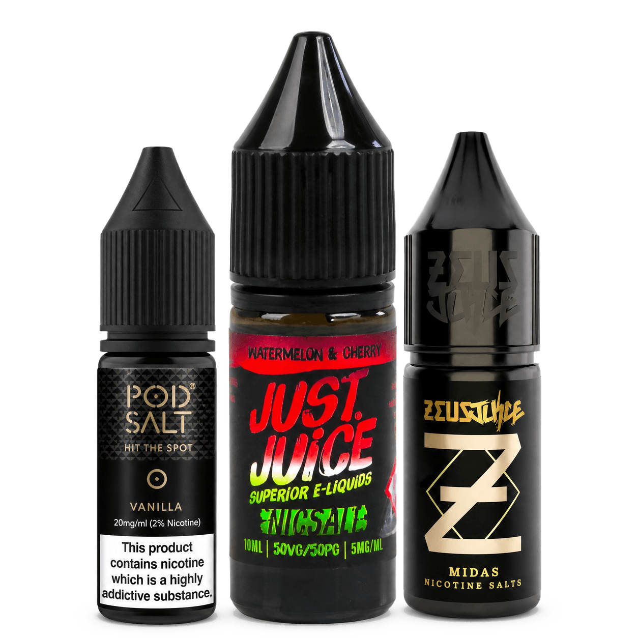 Three e-liquid bottles in the 3 for £10 Deals range