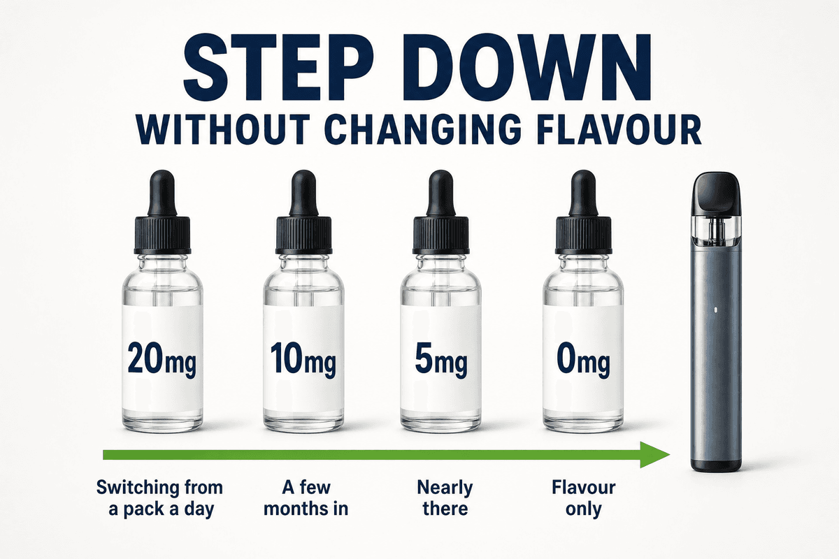 Bar Salts four-strength step down from 20mg to 0mg in the same flavour