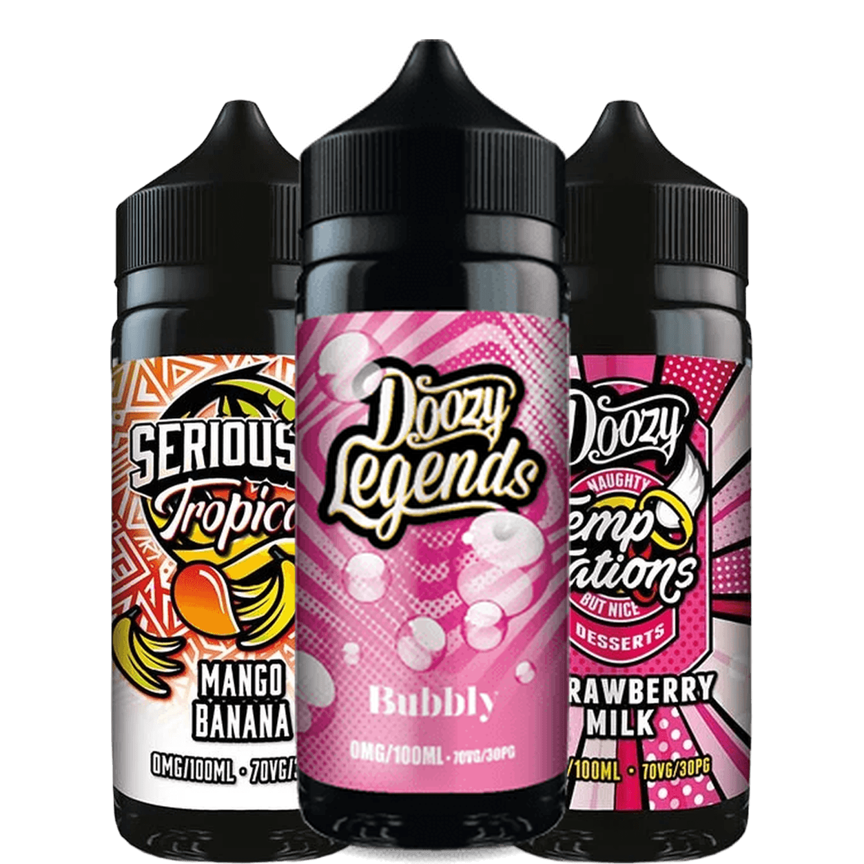Seriously Tropical, Doozy Legends and Doozy Temptations shortfill e-liquids