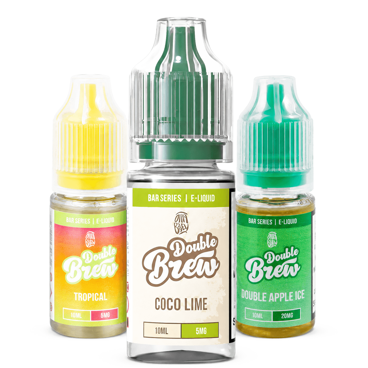 Three Double Brew Nic Salts e-liquid bottles